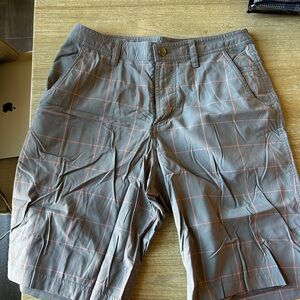 lululemon athletica Gray Shorts with Pink Windowpane Grid